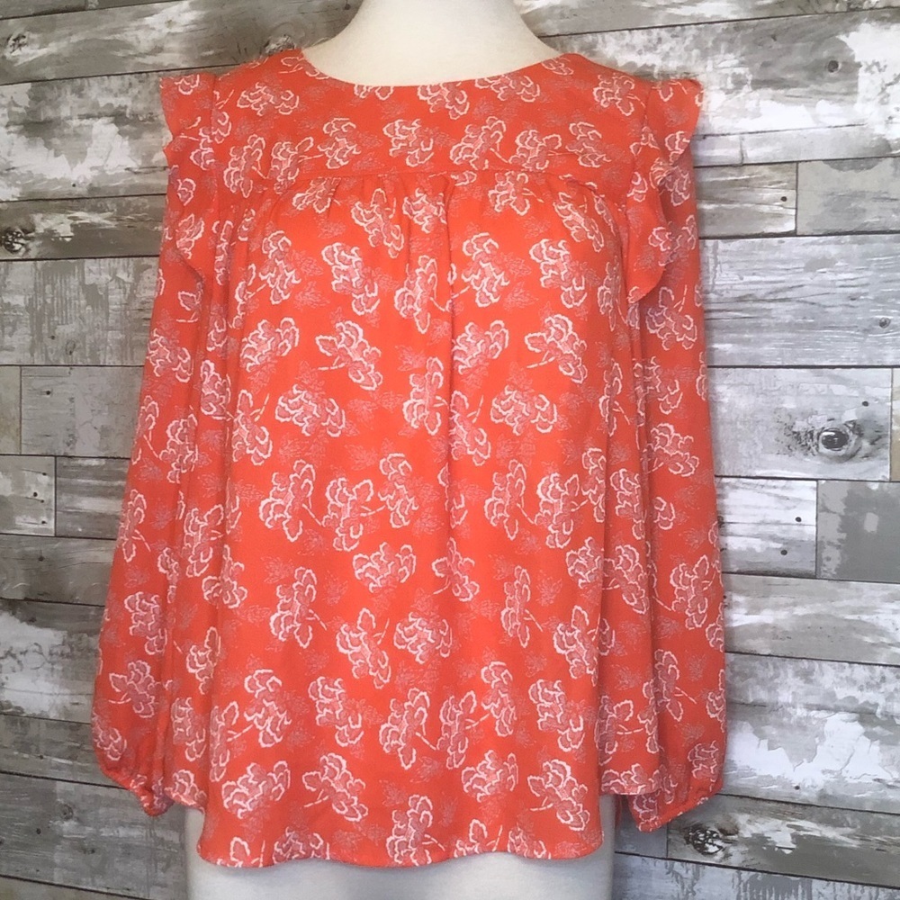 ❤️ Sz M Eclair Orange Floral Shirt